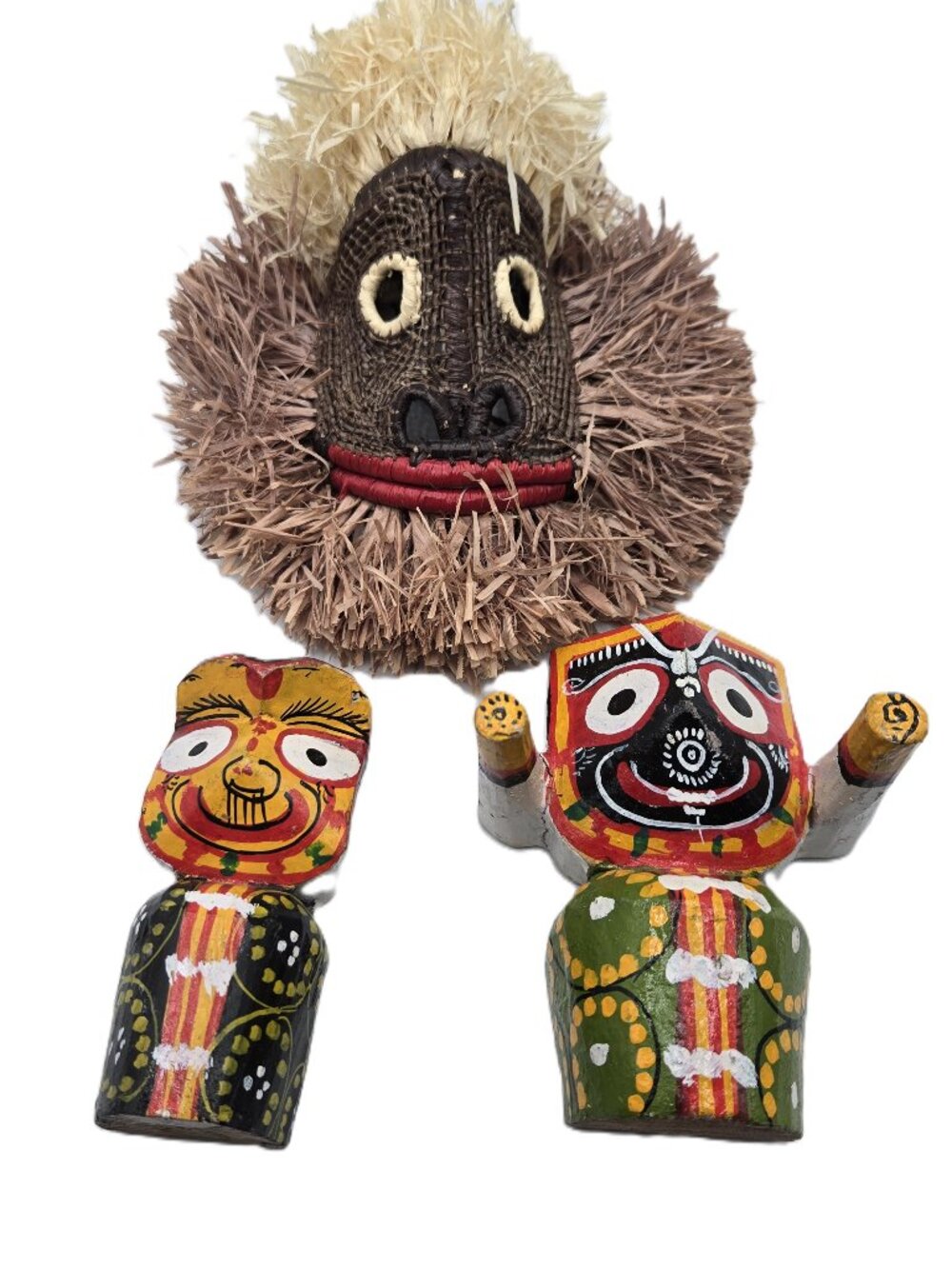 2 Jagannath Wooden Handcrafted Idols 1 Decorative Mask Textured Natural Fiber